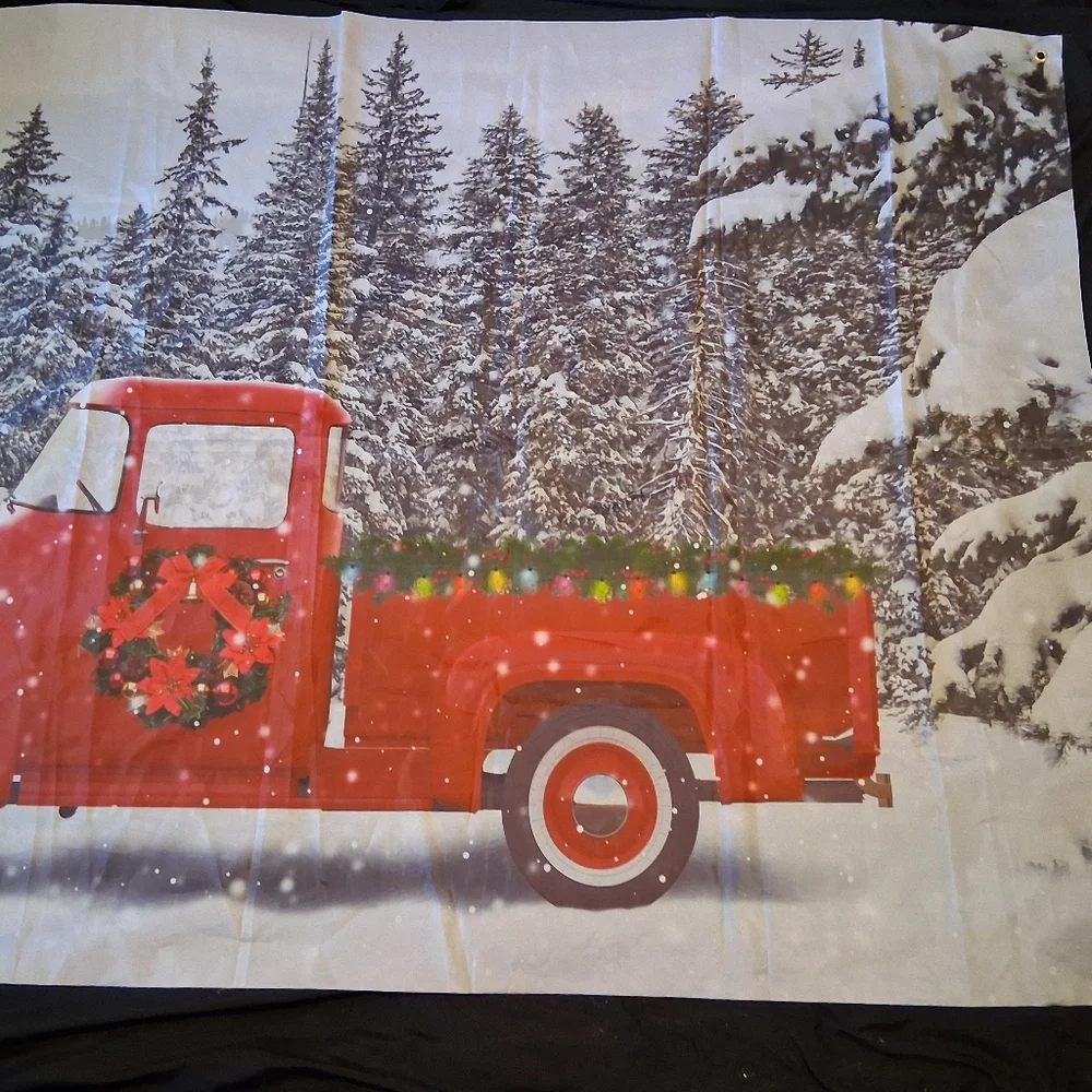 Red Truck Winter Banner